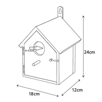 Kép 3/3 - Zárt fa madáretető házikó rusztikus égetett 23×12×24 cm