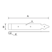 Kép 2/2 - Kapupánt csapos erősített 600x35/4mm D=13mm horganyzott