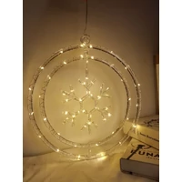 Kép 4/6 - Modee karácsonyi beltéri led dekor világítás ablakra hópehely elemes 60 ledes - 30cm
