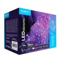 Kép 2/7 - Modee karácsonyi kültéri led fényfüzér mini gömb hideg fehér+pink hálózati 100 ledes - 10m