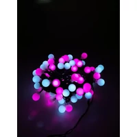 Kép 4/7 - Modee karácsonyi kültéri led fényfüzér mini gömb hideg fehér+pink hálózati 100 ledes - 10m