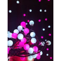 Kép 6/7 - Modee karácsonyi kültéri led fényfüzér mini gömb hideg fehér+pink hálózati 100 ledes - 10m