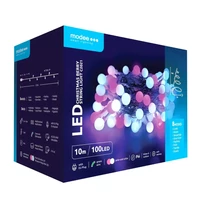 Kép 1/7 - Modee karácsonyi kültéri led fényfüzér mini gömb hideg fehér+pink hálózati 100 ledes - 10m