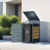 Kép 3/5 - New Garden zárható acél kukatároló (80-240L méretű kukához) 73x77x130cm