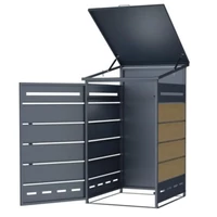 Kép 4/5 - New Garden zárható acél kukatároló (80-240L méretű kukához) 73x77x130cm