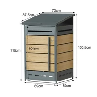 Kép 5/5 - New Garden zárható acél kukatároló (80-240L méretű kukához) 73x77x130cm