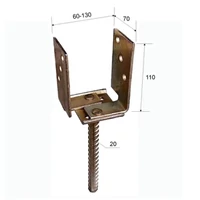 Kép 2/3 - Oszloptalp betonozható állítható 60-130mm sárga horgany