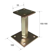 Kép 2/3 - Oszloptalp lecsavarozható szintezős 70x70/100x100mm 150-190mm M20 sárga horganyzott