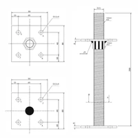 Kép 3/3 - Oszloptalp lecsavarozható szintezős 80x80mm 250mm M24 horganyzott