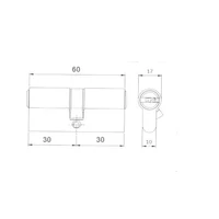 Kép 3/3 - ANBO 2300 fúrásvédett hengerzárbetét 30/30mm (5 kulcs) nikkel