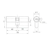 Kép 3/3 - ANBO 2300 fúrásvédett hengerzárbetét 30/40mm (5 kulcs) nikkel
