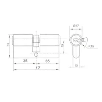 Kép 3/3 - ANBO 2300 fúrásvédett hengerzárbetét 35/35mm (5 kulcs) nikkel