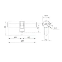 Kép 3/3 - ANBO 2300 fúrásvédett hengerzárbetét 40/40mm (5 kulcs) nikkel