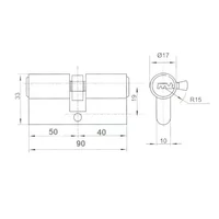 Kép 3/3 - ANBO 2300 fúrásvédett hengerzárbetét 40/50mm (5 kulcs) nikkel