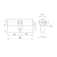 Kép 3/3 - ANBO 2300 fúrásvédett hengerzárbetét 45/45mm (5 kulcs) nikkel