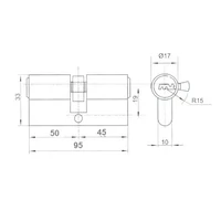Kép 3/3 - ANBO 2300 fúrásvédett hengerzárbetét 45/50mm (5 kulcs) nikkel