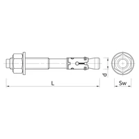 Kép 2/3 - Rawlplug Xpt Alapcsavar Rögzítő Gyűrűvel M12X180mm (50/Dob)
