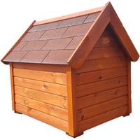 Kép 4/5 - Fa kutyaház zsindelyes tetővel XL 70x90cm