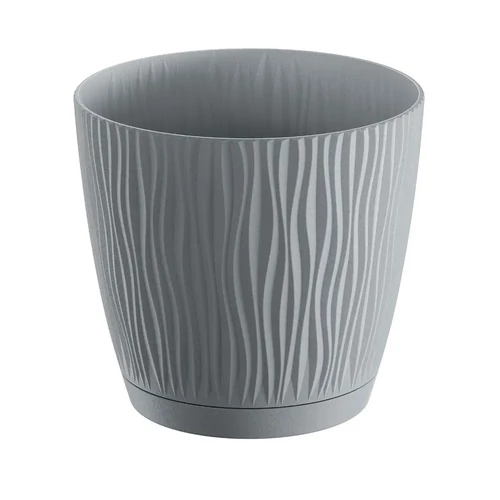 Prosperplast műanyag virágcserép alátéttel hullámos 19cm világosszürke