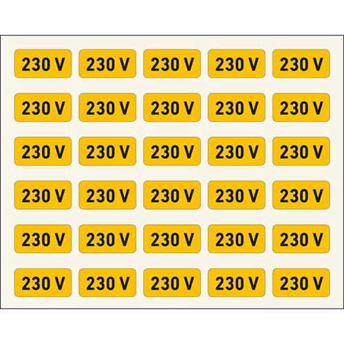 230 V Villamossági Öntapadós Matrica 1X2cm (30db)