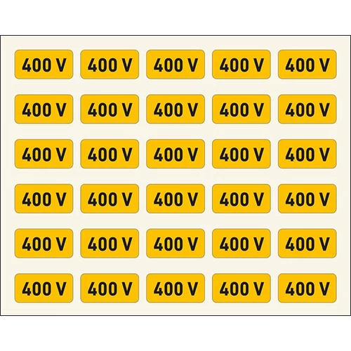 400 V Villamossági Öntapadós Matrica 1X2cm (30db)