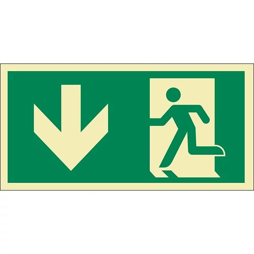 Menekülési Út Piktogram Le Bal Utánvilágítós Tábla 15X30cm