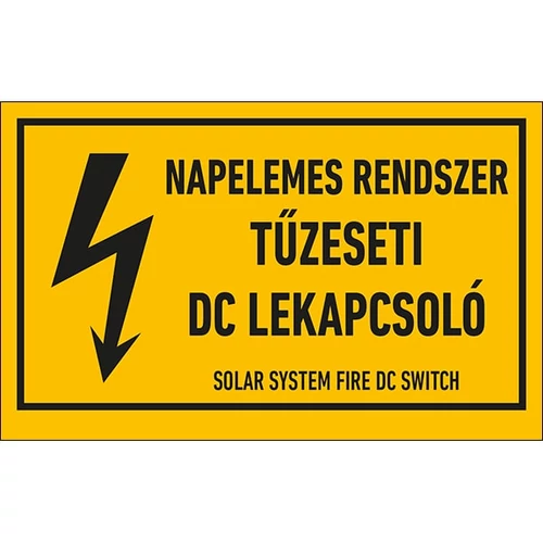 Napelemes Rendszer Tűzeseti Dc Lekapcsoló Öntapadós Matrica 10X16cm