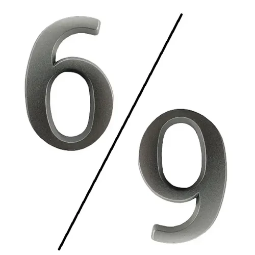 Ajtószám Öntapadós Matt Ezüst "6/9" 4,5cm