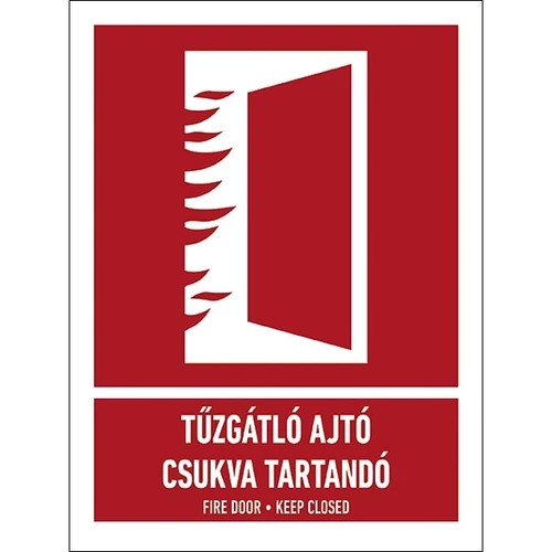 Tűzgátló Ajtó Csukva Tartandó Öntapadós Matrica 15X20cm