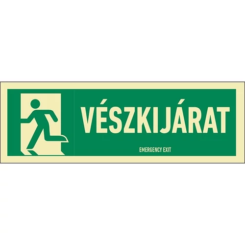 Vészkijárat Utánvilágítós Öntapadós Matrica 10X30cm