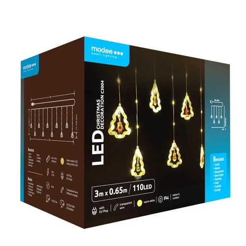 Modee karácsonyi kültéri led dekor világítás mini karácsonyfák hálózati 110 ledes - 3m