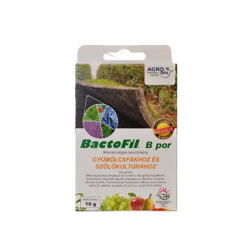 AgroBio BactoFil B mikrobiológiai talajkondicionáló gyümölcsfákhoz és szőlőhöz (200m2) 10g