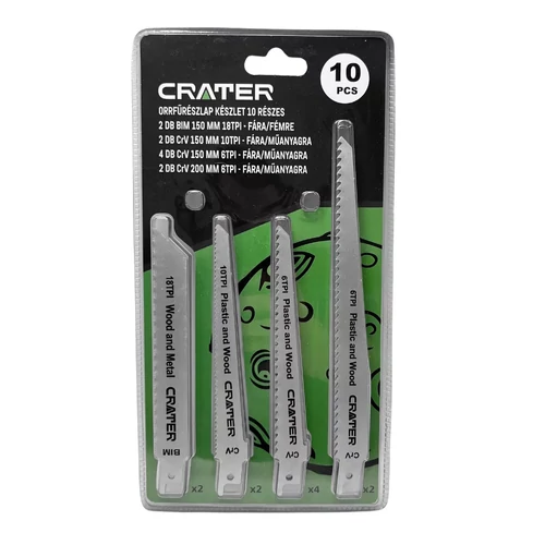 CRATER orrfűrészlap készlet (fémre-fára-műanyagra) (10 részes)