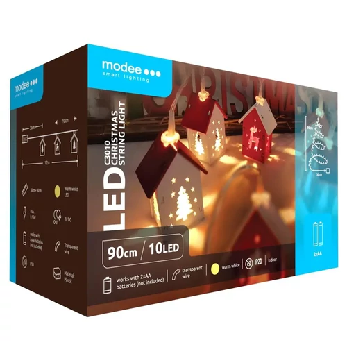 Modee karácsonyi beltéri led dekor világítás házikó elemes 10 ledes - 90cm