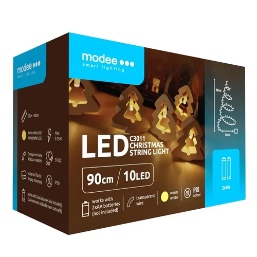 Modee karácsonyi beltéri led dekor világítás karácsonyfa elemes 10 ledes - 90cm