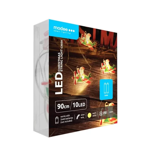 Modee karácsonyi beltéri led dekor világítás repülő mikulás elemes 10 ledes - 90cm