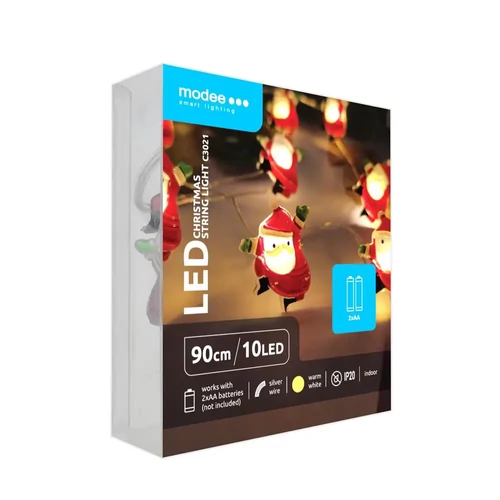 Modee karácsonyi beltéri led dekor világítás mikulás elemes 10 ledes - 90cm
