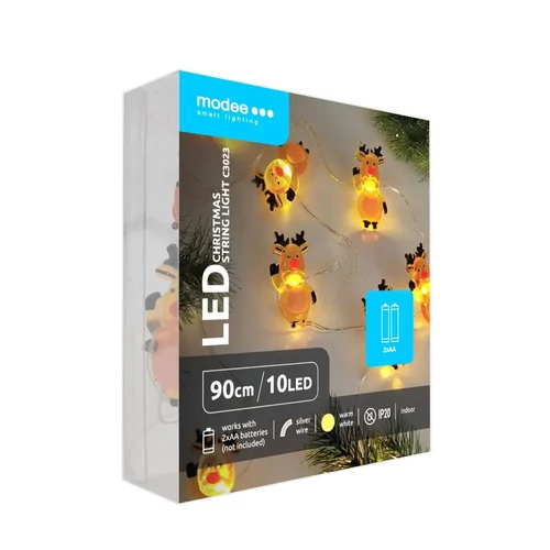 Modee karácsonyi beltéri led dekor világítás rénszarvas elemes 10 ledes - 90cm
