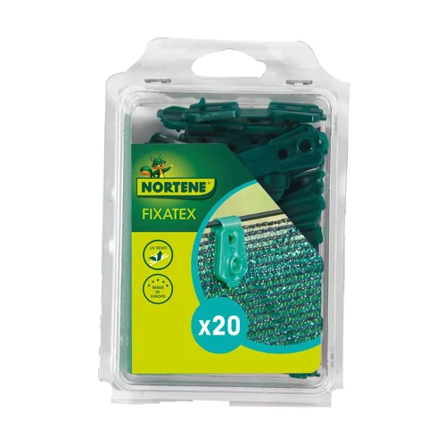 Nortene FIXATEX - Rögzítő kapocs szőtt árnyékoló hálókhoz zöld (20 darab / csomag)