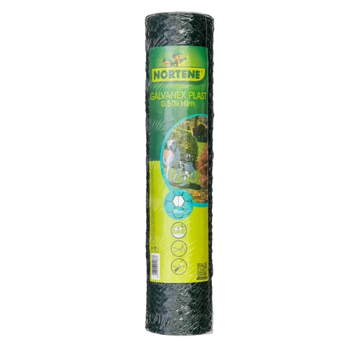 Nortene GALVANEX PLAST 19 - Univerzális, fonott, műanyaggal bevont csirkeháló 0,5 x 10 m zöld (19 x 0,7/1,0 mm)