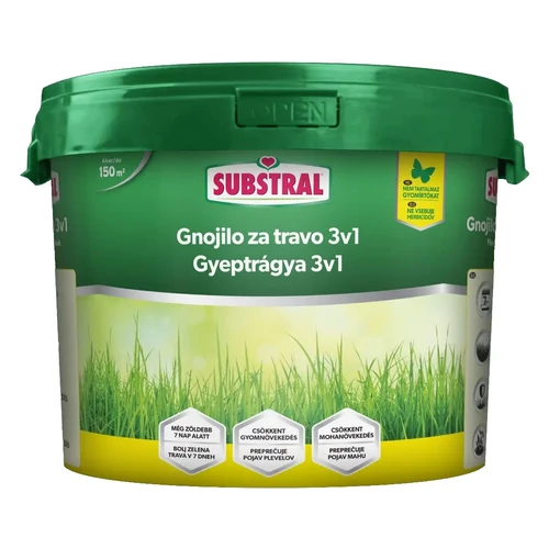 Substral 3 az 1-ben gyeptrágya 4,5 kg mohagátló + gyomirtó hatás + trágya