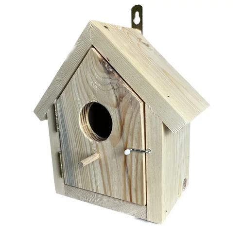 Zárt fa madáretető házikó natúr fenyő 23×12×24 cm