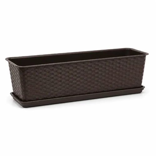 Prosperplast rattan balkonláda alátéttel 40cm sötétbarna