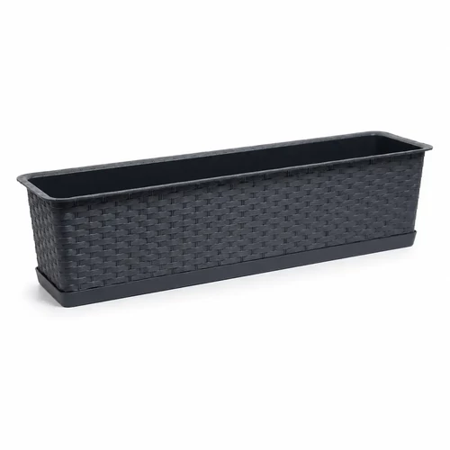 Prosperplast rattan balkonláda alátéttel 40cm antracitszürke