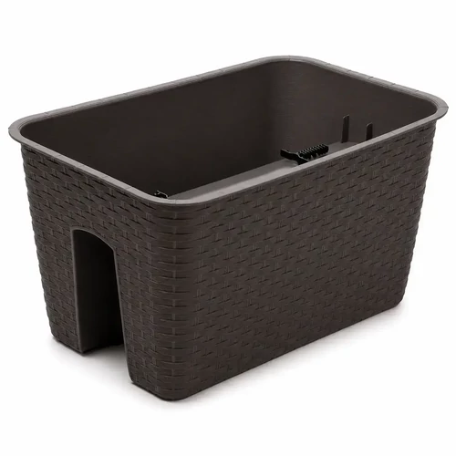 Prosperplast rattan korlátra tehető balkonláda 40cm sötétbarna