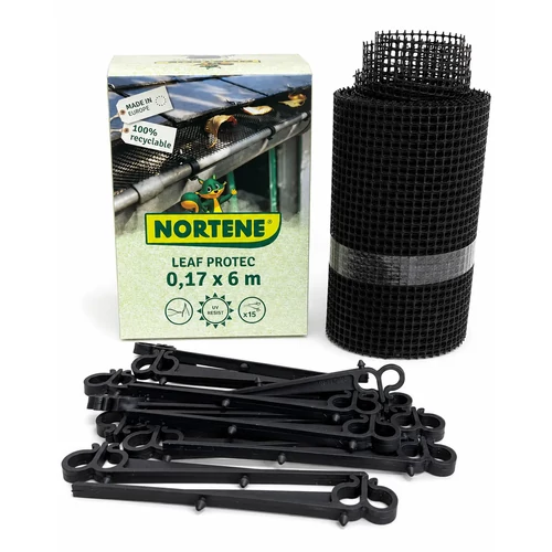 Nortene Leaf Protec - Ereszcsatorna védő lombfogó háló 0,17 x 6 m fekete