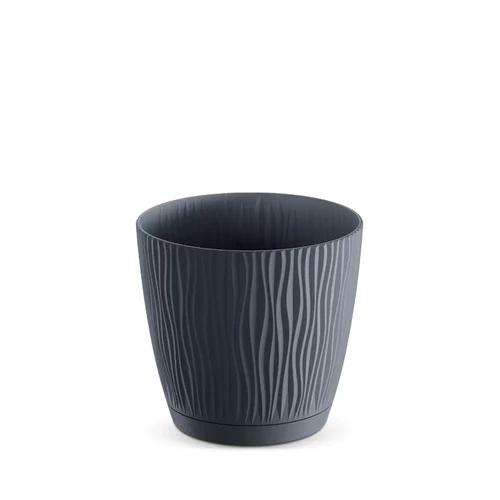 Prosperplast műanyag virágcserép alátéttel hullámos 13cm antracitszürke