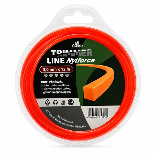 Trimmer Line Profi Szögletes Damil Fűszegélynyíróhoz 3.0mm 12M