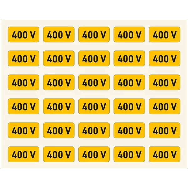 400 V Villamossági Öntapadós Matrica 1X2cm (30db)