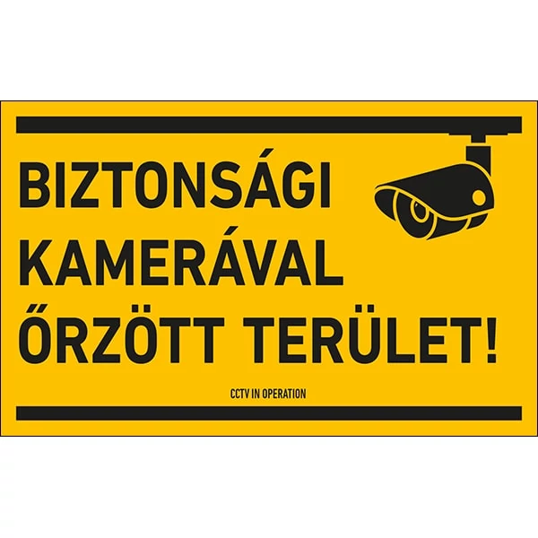 Biztonsági Kamerával Őrzött Terület! Tábla 25X40cm